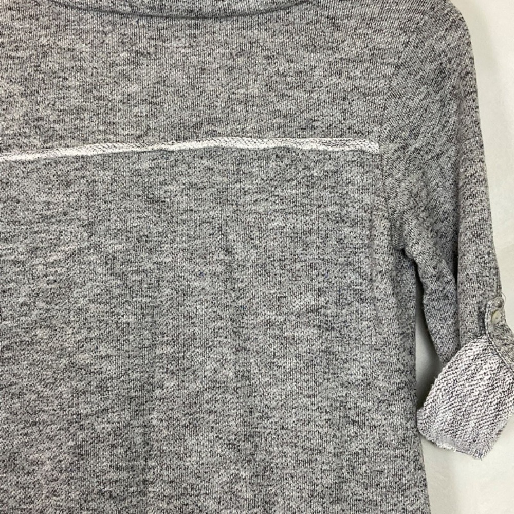 Womens Heather Grey Marled Knit Cowl Neck Tunic Dress Roll Tab Sleeve Pockets - Picture 5 of 6